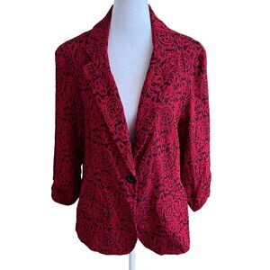 SOHO Apparel ltd Women's XL Red Black Paisley Suit Jacket